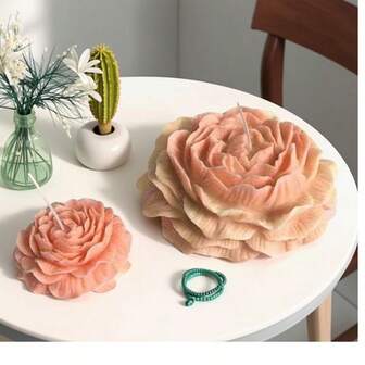 1 件手工牡丹花形树脂蜡烛硅胶模具，情人节装饰配件