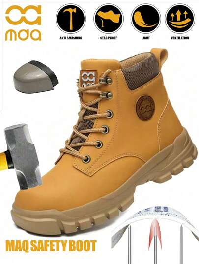 Bottes de travail montantes pour hommes et femmes, grande taille, légères, résistantes aux perforations, ignifuges, résistantes à l'huile, imperméables, chaussures de protection extérieure avec lacets épais (noir et blanc)