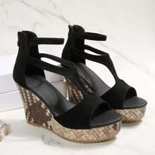 Women's Fashion Black Sandals, Thick Sole Ultra-High Heel Open Toe Platform Sandals, Summer