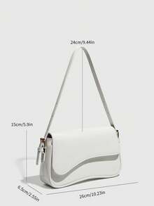 1pc Women's Minimalist Solid Color Crossbody Bag, PU Leather Textured Flap Shoulder Bag, Handbag, Messenger Bag, Suitable For Work, Business, Commute, Outdoor, Travel. Bag Size: 27*15*6cm - trắng - Xem 2