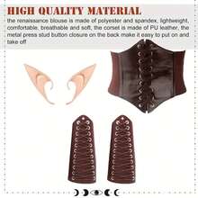 3 Pieces Medieval Renaissance Set - - Includes Shaper With Bandage Belt, Leather Wristband - And Pointed Ears - Perfect For Renaissance Party - Mask Party Prom - Multicolor - View 6