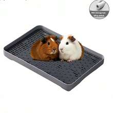 1pc Double-Layer Tilting-Proof Perforated Hamster/Rabbit Litter Box With Drainage Hole, Detachable For Cleaning, Suitable For Small Pets, All Season Use (Not For Adult Large Rabbits)