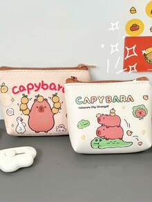 1 pieza Monedero lindo con diseño de capibara, cartera compacta de dibujos animados mini para llaves y tarjetas - Multicolor - Ver 5