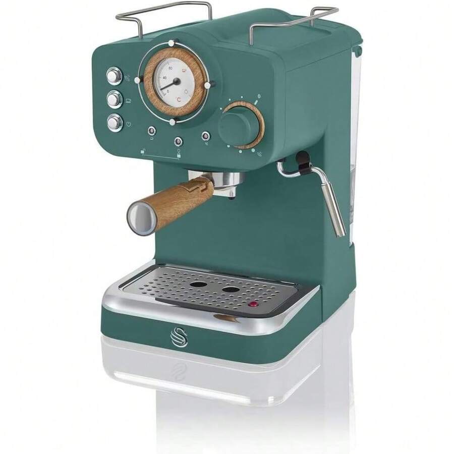 Swan SK22110GRYN Nordic Espresso Coffee Machine With Milk Frother, Steam Pressure Control, 1.2L Detachable Water Tank, 1100W, Nordic Slate Grey - Pine Green - View 1