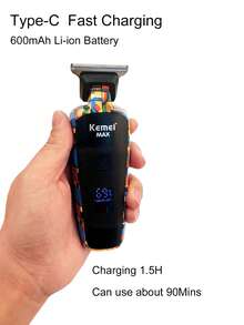 Kemei KM-MAX5090 專業理髮器 T-Blade 0mm 零間隙雕刻理髮器 C-Type 男士塗鴉設計鬍鬚修剪器 男友禮物 - 彩色 - 查看 9