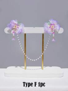 1/2/4 件中国风流苏蝴蝶花发饰套装、发夹、发夹爪夹、学校用品、度假装女士