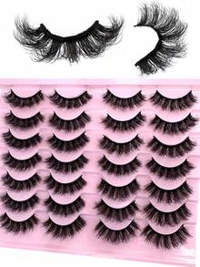 14 Pairs 3D Faux Mink Lashes - Dense, Fluffy, Elegant Russian Volume DD Curl False Eyelashes, Natural Look, Fluffy Thick Cat Eye Lashes, Suitable For Bold Eye Makeup, Soft Cross Handpainted Wispy Natural Lash Extension, Reusable, Suitable For Beginners, All Occasions - Bulu Mata Halus - View 6