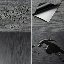 1 Roll Black Wood Grain Waterproof & Oil-Resistant Wallpaper, Wood Grain Contact Paper, Oil-Resistant Flooring Sticker, Imitation Wood Grain Self-Adhesive Contact Paper, Peelable And Stickable For Living Room, Kitchen, Bedroom, Dorm, Furniture Renewal - Black - View 7