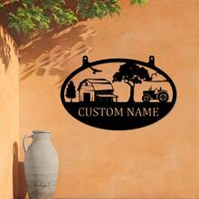 Personalized Farmhouse Decor Country Farm Sign Custom Text Home Tractor Plant Decor Suitable For Garden Country Decoration Christmas Gifts For Dad - Black - View 4