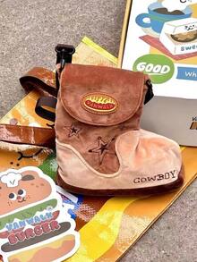 Space Adventure Cartoon Doodle Crossbody Bag - Color-Blocking Mini Shoulder Pouch For Daily Use, Playful & Stylish Unisex Accessory - Multicolor - View 5