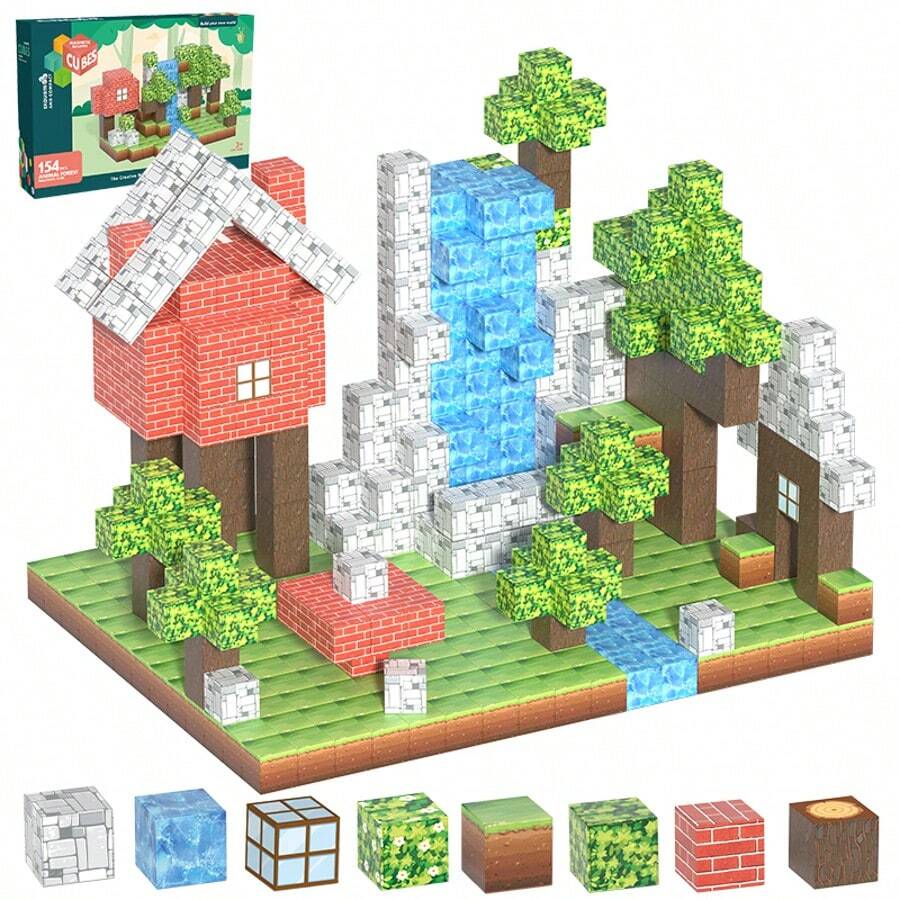 48/85/104/154PCS 磁性积木玩具，DIY 磁性积木玩具，学习空间推理，易于组装且设计新颖，适合 3 岁以上男孩和女孩的益智积木玩具，激发大脑想象力。