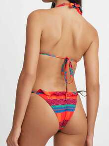 Bikinis Swimsuit Set For Women Swimwear Triangle Bathing Suit Tie String Thong - Black - View 2