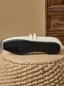 WHDXY Women's Fashion Flats, Square Toe Ballerina Slip-On Casual Shoes, Suitable For Jeans, Work Outfits - 白色 - 查看 7