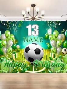 1pc Customizable Soccer Themed Birthday Banner, Polyester Sports Party Decorations With Personalized Names And Ages, Festive Multipurpose Room And Garden Decorations, No Electricity Required, Soccer Room Decorations, No Electricity Required, Three Sizes Available,Multi-Functional,Ornamental,Letter,Stylish,Modern,Colorful,Cute,Adorable,Casual,Custom,Personalised,Unique,Customized,Ideal Gifts For Him,Ideal Gifts For Her Back To School - Multicolor - View 8