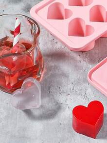 1pc Heart Shaped Silicone Ice Cube Tray Mold, 10-Cavity Easy Release Flexible Silicone Ice Cube Maker - Solid Color - View 5