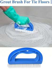 1pc Cleaning Brush - Strong Bristle Design, Deep Cleaning Tiles And Shower Grout, Strong Stain Removal Brush - Perfect For Bathroom Shower Grout Cleaning And Maintenance, Essential Cleaning Supplies