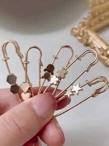 5pcs Golden Vintage Brooch Pin Set, Adjustable Waist Safety Pins, For Dresses And Jeans Clothing Decoration Dress Accessories Pin For Clothes Bag Charm School