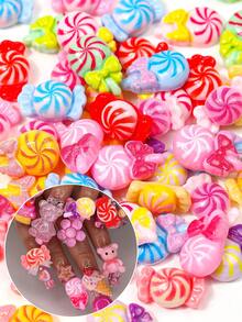 1 Box 60Pcs 3D Colorful Lollipop Candy Nail Charms - Spring Summer Resin & Acrylic Nails | Cute Kawaii Gel Nail Art With Pastel Rainbow Designs | Easter, Graduation, Party Nail Decorations For Women - Nhiều màu - Xem 8