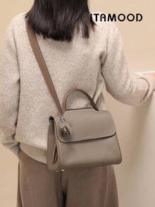 ITAMOOD 奢华设计师轻便商务休闲大容量手提包和托特包，别致超细纤维皮革灰色钱包和方形包，简约复古纯色翻盖单肩包和腋下钱包，配有可爱卡通大象吊坠装饰，母亲节女士礼物，教师节礼物，女士钱包