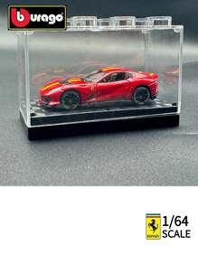 Burago Bburago1:64 Vermelho 812 Competizione Sports Modelo de Carro Capa de Acrílico Preto + Base