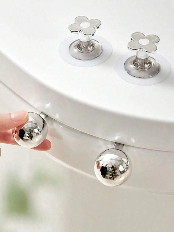 2 botões de descarga em formato de trevo, levantador de vaso sanitário em formato de bola, prendedor adesivo para tampa de vaso sanitário, botão para caixa de descarga, acessórios para banheiro, puxador criativo para gaveta, fácil de pressionar, decoração de banheiro confortável ao toque, decoração de outono