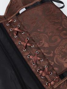 1 szt. Gorset damski w stylu pałacowym, klasyczny jednolity kolor żakardowy gorset z sznurowanym pasem, wzmacniający kształtowanie, można nosić jako odzież wierzchnią na wesele i imprezę