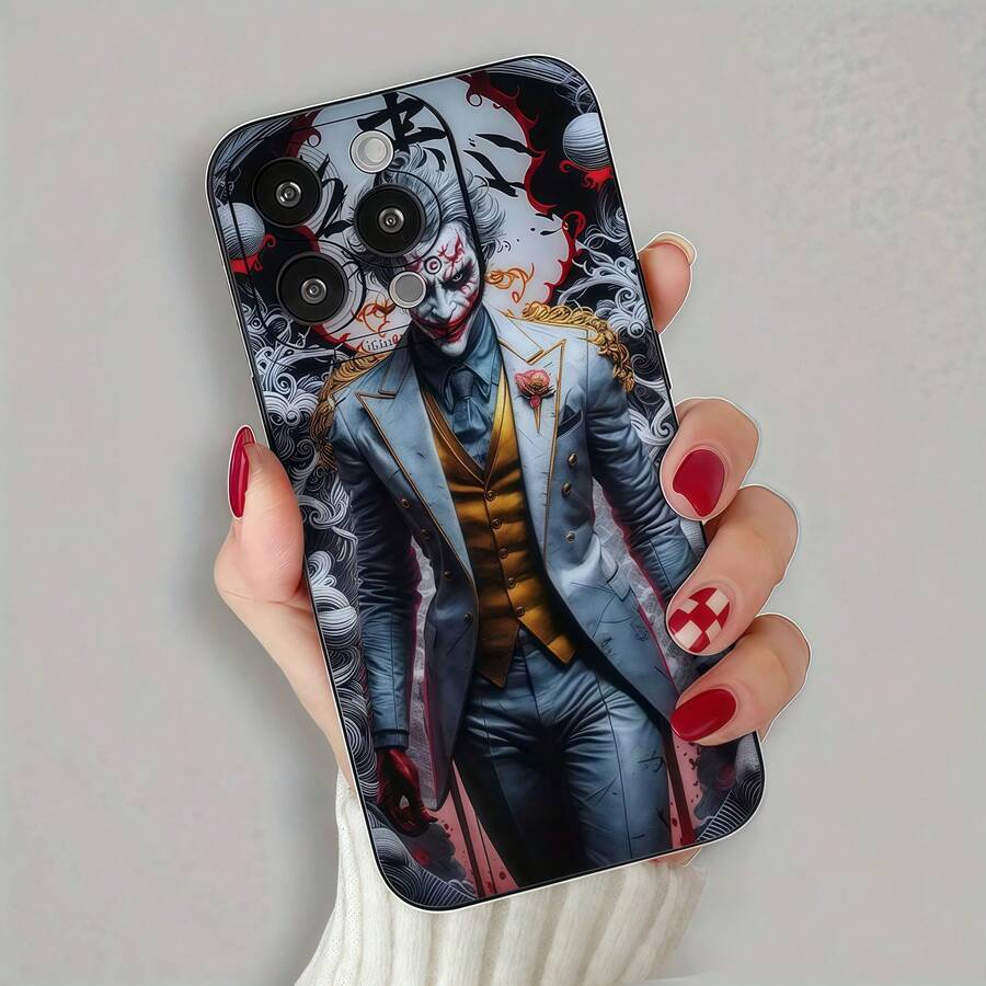 1pc Black Phone Case With Joker Character Print, Shockproof Protective Cover Compatible With Apple & Series Waterproof Anti-Fall Scratch Resistant,International Version, Not The Domestic Version - Multicolor - View 1