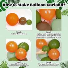 106 件恐龙气球花环拱门套装，棕橙鼠尾草绿乳胶气球，适用于丛林恐龙婴儿洗礼生日派对装饰 - 彩色 - 查看 8