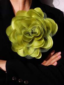 20 厘米夸张复古优雅双层雪纺面料花朵胸针，晚礼服、西装、主持人礼服装饰配件衣服包饰学校办公室配件衬衫夹克首饰圣诞节万圣节衣服别针有趣可爱的教师礼物