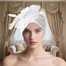 1pc Women's Elegant Pleated Solid Color Headband Cap, Fashion European & American Style With Mesh Floral Feather Decoration, Suitable For Tea Party, Cocktail Party And Wedding - Multicolor - View 21