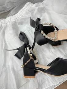 Girls' Princess High Heel Shoes, Paired With Black Formal Dress For Performance, Party, Wedding, Basic Shoes