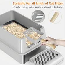 Stainless Steel Cat Litter Box With Lid, XL Extra Large Cat Litter Box For Large Cats, Enclosed Removable Metal Litter Box With High-Sided Housing Scoop, Anti-Leakage, Non-Sticky, Easy To Clean - 灰色 - 查看 8