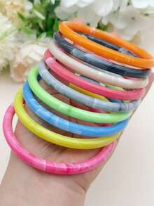 1 set de múltiples brazaletes de resina de colores de caramelo primaverales - cada brazalete tiene una textura agrietada única - pulsera - Ver 2