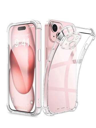 Shockproof Transparent Silicone Phone Case, Compatible With IPhone, Galaxy, TPU Protective Back Cover