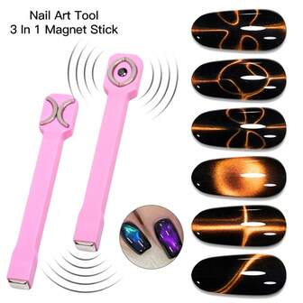 3-In-1 Nail Art Magnet Stick,Easily Create Cat Eye French Shape,Nail Polish/UV Gel Cat Eye Design Magnet Supplies,Strong Magnet Rod For Salon-Quality Nails