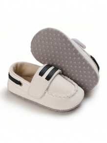 New Infant Shoes PU Upper Rubber Sole Shoes, 0-18 Months Infant Soft Bottom Casual Walking Shoes Slip-On Loafers