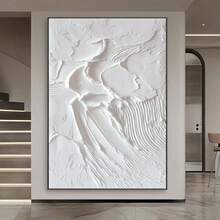 1 tranh in phẳng 2D, tranh nghệ thuật trừu tượng tối giản phong cách Art Deco hiện đại, chất liệu vải trắng, không khung, chủ đề trừu tượng, thích hợp cho phòng khách, phòng ngủ, văn phòng, nhà bếp, lớp học - Sử dụng trong nhà và ngoài trời, bố cục dọc. - trắng - Xem 1