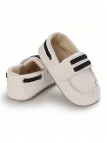 New Infant Shoes PU Upper Rubber Sole Shoes, 0-18 Months Infant Soft Bottom Casual Walking Shoes Slip-On Loafers