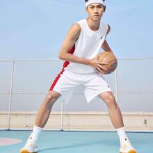 XTEP Conjunto de traje de baloncesto para hombres, nuevo traje deportivo de verano para competición de baloncesto, traje suelto para hombres 879229820246 - Blanco - Ver 5
