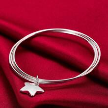 Charmantes silbernes Armband mit drei Kreisen und Stern, für Frauen und Männer, Hochzeit, Verlobung, Mode, Charme-Party Schmuck