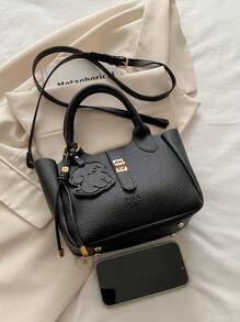 Nova bolsa de ombro feminina de luxo com textura de lichia, bolsa transversal versátil para deslocamento diário, 2025