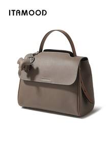 ITAMOOD 奢华设计师轻便商务休闲大容量手提包和托特包，别致超细纤维皮革灰色钱包和方形包，简约复古纯色翻盖单肩包和腋下钱包，配有可爱卡通大象吊坠装饰，母亲节女士礼物，教师节礼物，女士钱包