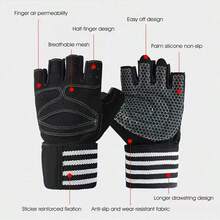 男女健身手套，抓握力极佳的举重手套，轻便健身手套，适合举重、骑行、运动、训练、引体向上、健身、攀岩和划船 - 黑色 - 查看 2