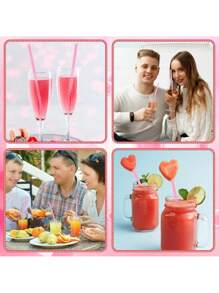 36 pajitas con forma de corazón color rosa, pajitas lindas empacadas individualmente, pajitas rosas adecuadas para cócteles, fiestas de cumpleaños, bodas, regalo de novia para el Día de San Valentín, útiles escolares
