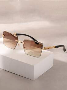 1 pieza Gafas decorativas sin marco con estampado de leopardo y patas de moda, gafas de montura pequeña y elegante, adecuadas para la playa y vacaciones, unisex