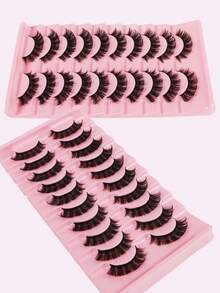 10 pares de pestañas postizas de visón falso ruso, pestañas postizas dramáticas y esponjosas de 3D, kit de extensión de pestañas que alarga y volumiza, productos de belleza y maquillaje - Negro - Ver 5