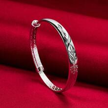 Charm Silver Bangles For Women Wedding Engagement Party European American Style Bracelet Jewelry - Silver - View 3