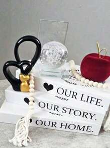 4pcs/1pc OUR HOME/LIFE/STORY Fashionable Decorative Fake Books Set. Ideal For Room, Bedroom, Bathroom, Birthday, Wall Decor. Suitable For Homes, Cafes, Hotels. Folded For Delivery, Assemble Per Last Image Or Video.