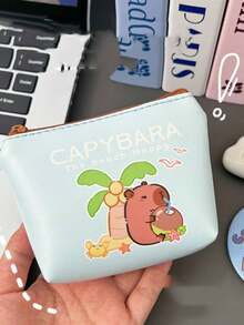 1 pieza Monedero lindo con diseño de capibara, cartera compacta de dibujos animados mini para llaves y tarjetas - Multicolor - Ver 12