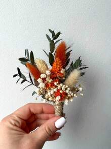 Conjunto bohemio de mini ramos de flores secas | Arreglos en botellas pequeñas | Decoraciones de mesa | Regalo en caja con iniciales, decoración de otoño